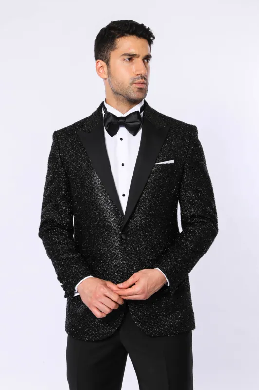 Glitter Pattern Black Men Prom Blazer - Wessi sold by Wessi