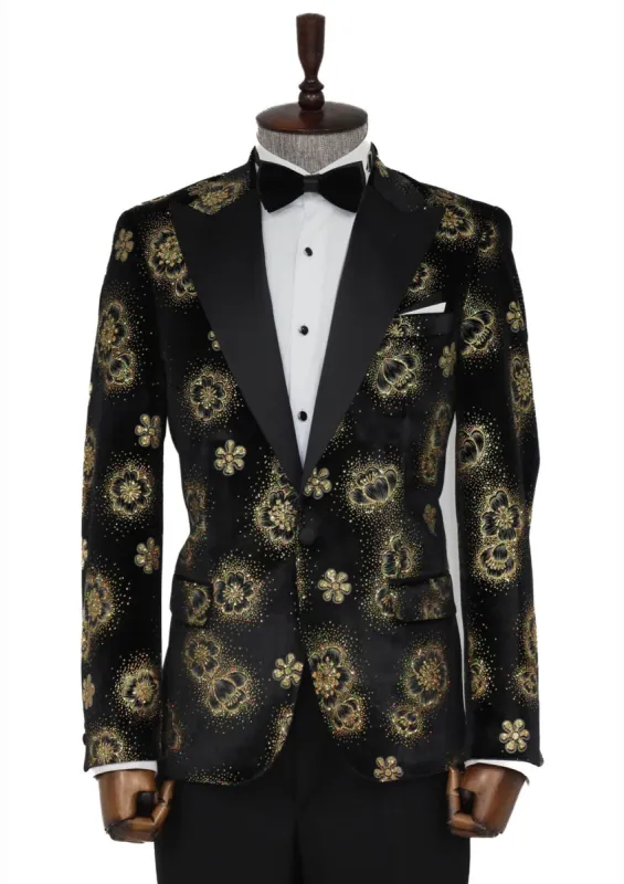 Black Patterned Over Black Men Prom Blazer - Wessi sold by Wessi