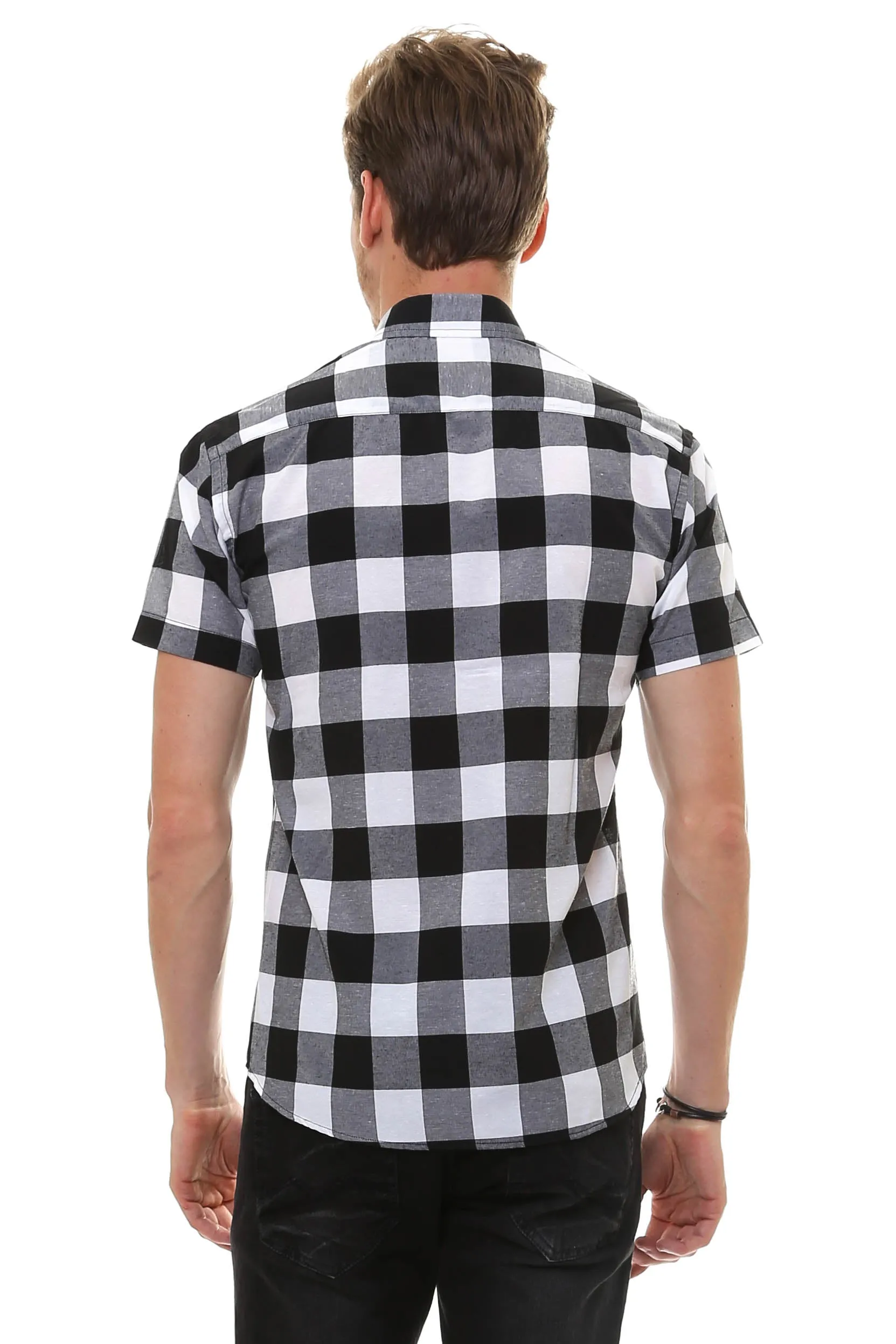 Checked Short Sleeve White-Black Men Shirt - Wessi sold by Wessi product image thumbnail 2
