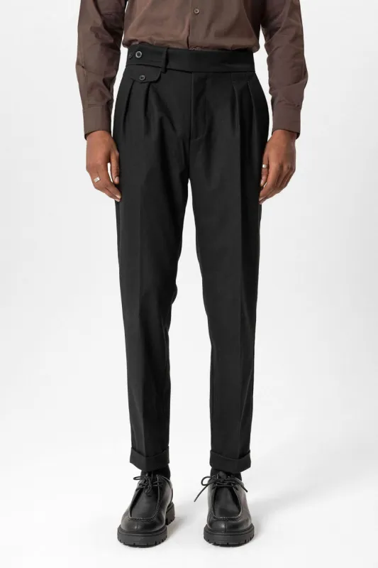 Black High-Waisted Pleated Technical Men's Trousers - Wessi sold by Wessi