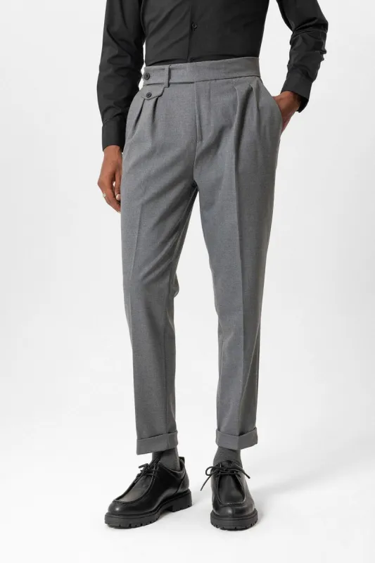 Gray High-Waisted Pleated Technical Men's Trousers - Wessi sold by Wessi