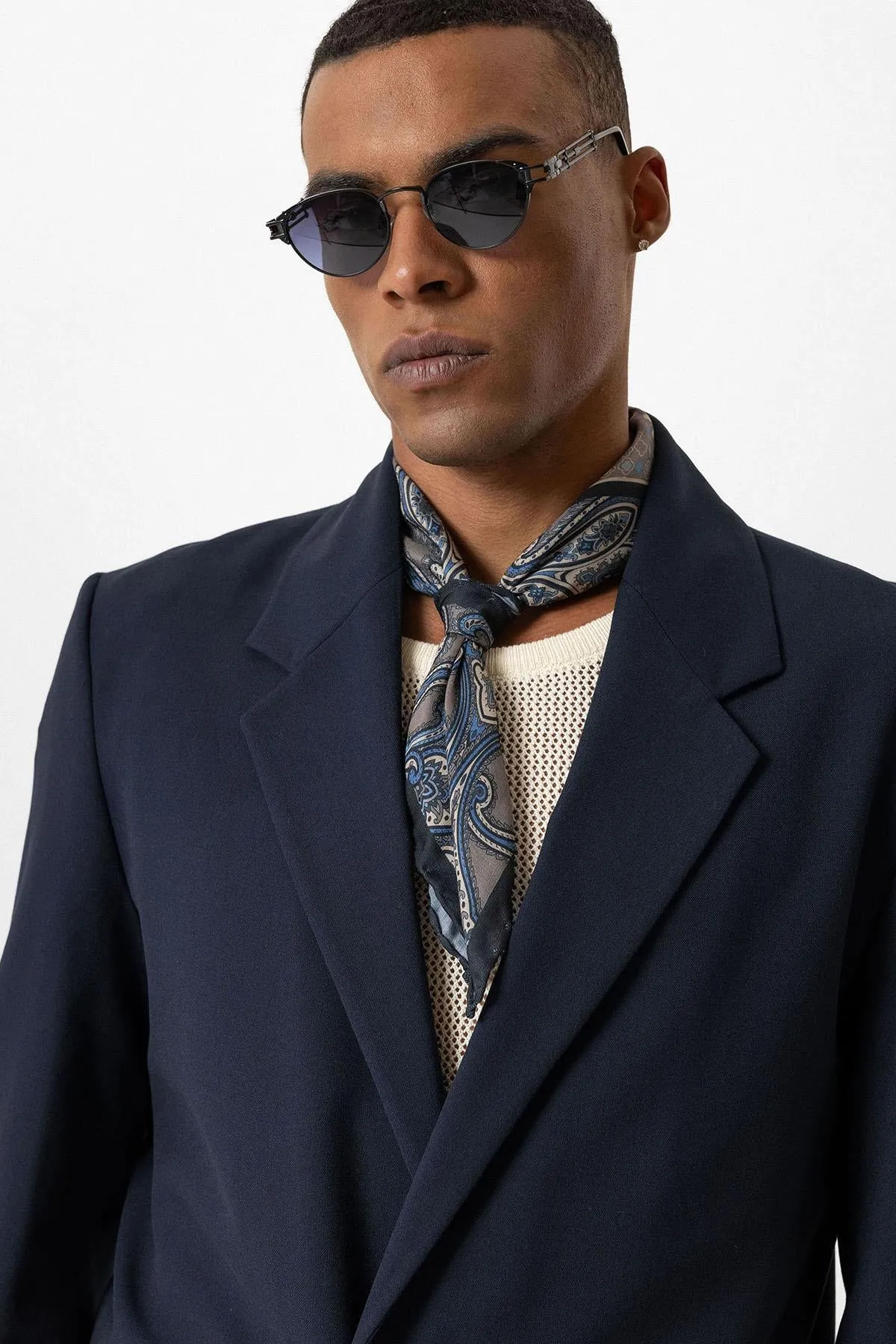 Navy Single-Button Relaxed Men's Blazer Jacket - Wessi sold by Wessi product image thumbnail 4