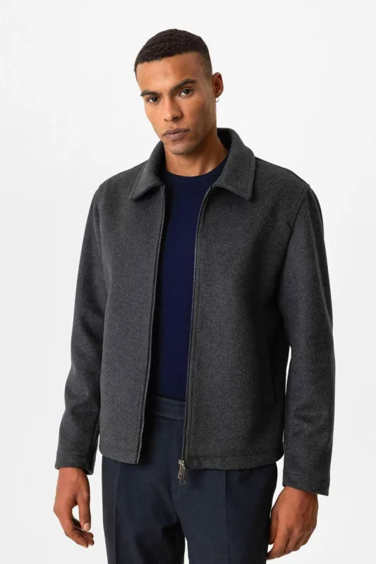 Anthracite Wool-Blend Seasonal Men's Jacket - Wessi sold by Wessi