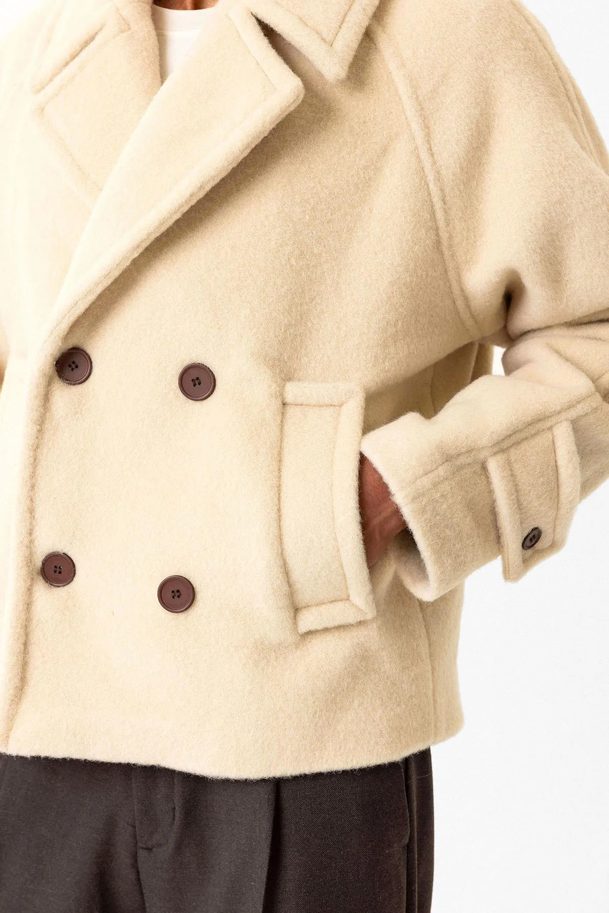 Beige Double-Breasted Crop Fit Men's Jacket - Wessi sold by Wessi product image thumbnail 4