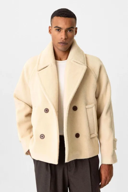 Beige Double-Breasted Crop Fit Men's Jacket - Wessi sold by Wessi