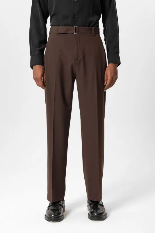 Brown High-Waisted Belted Men's Trousers - Wessi sold by Wessi