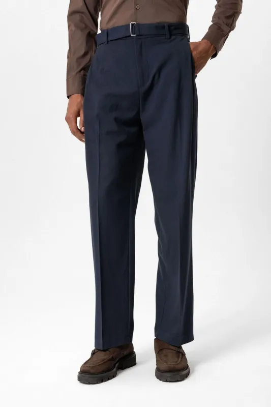 Navy High-Waisted Belted Men's Trousers - Wessi sold by Wessi