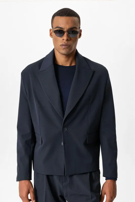 Navy Crop Fit Men's Blazer Jacket - Wessi sold by Wessi