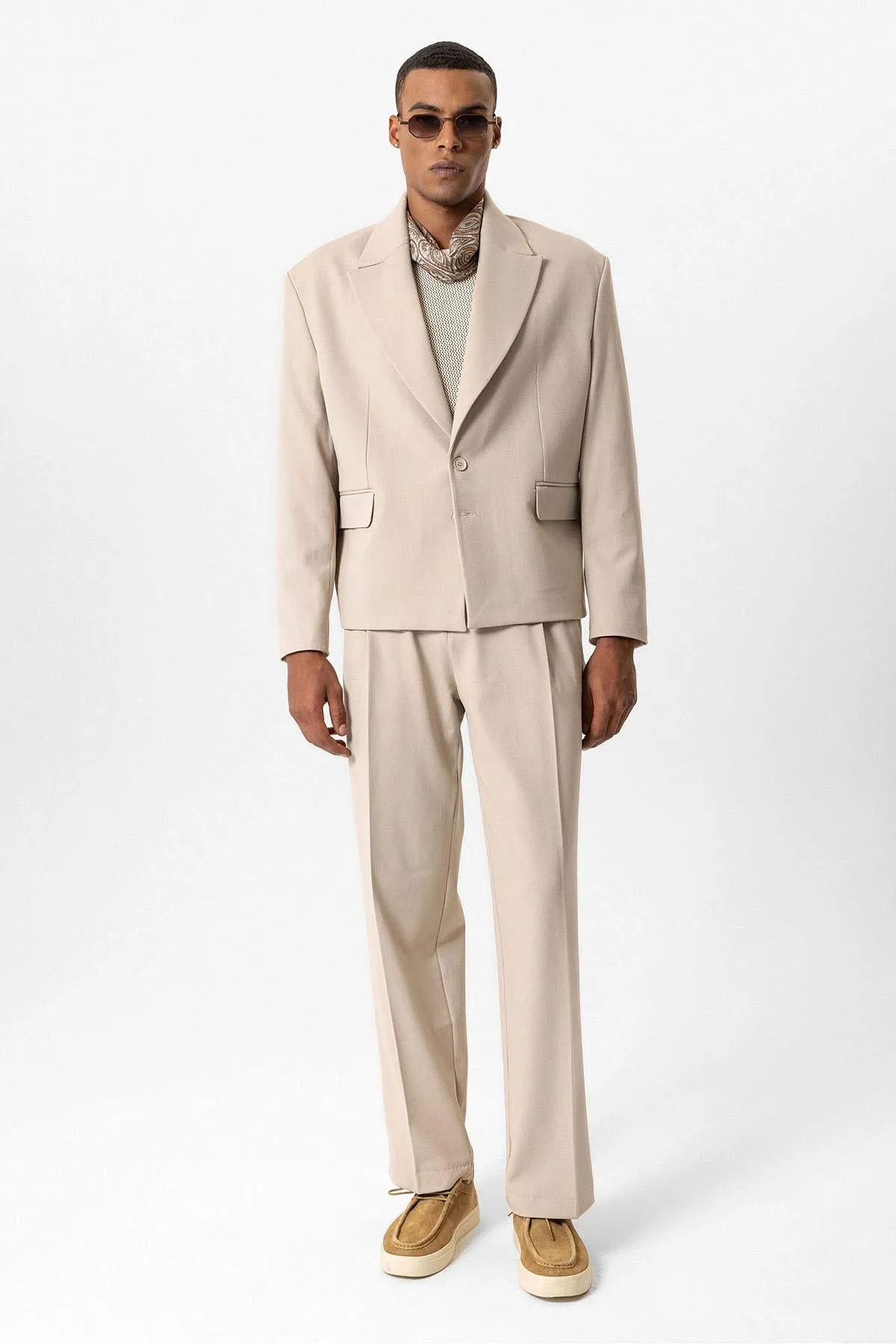 Beige Crop Fit Men's Blazer Jacket - Wessi sold by Wessi product image thumbnail 3