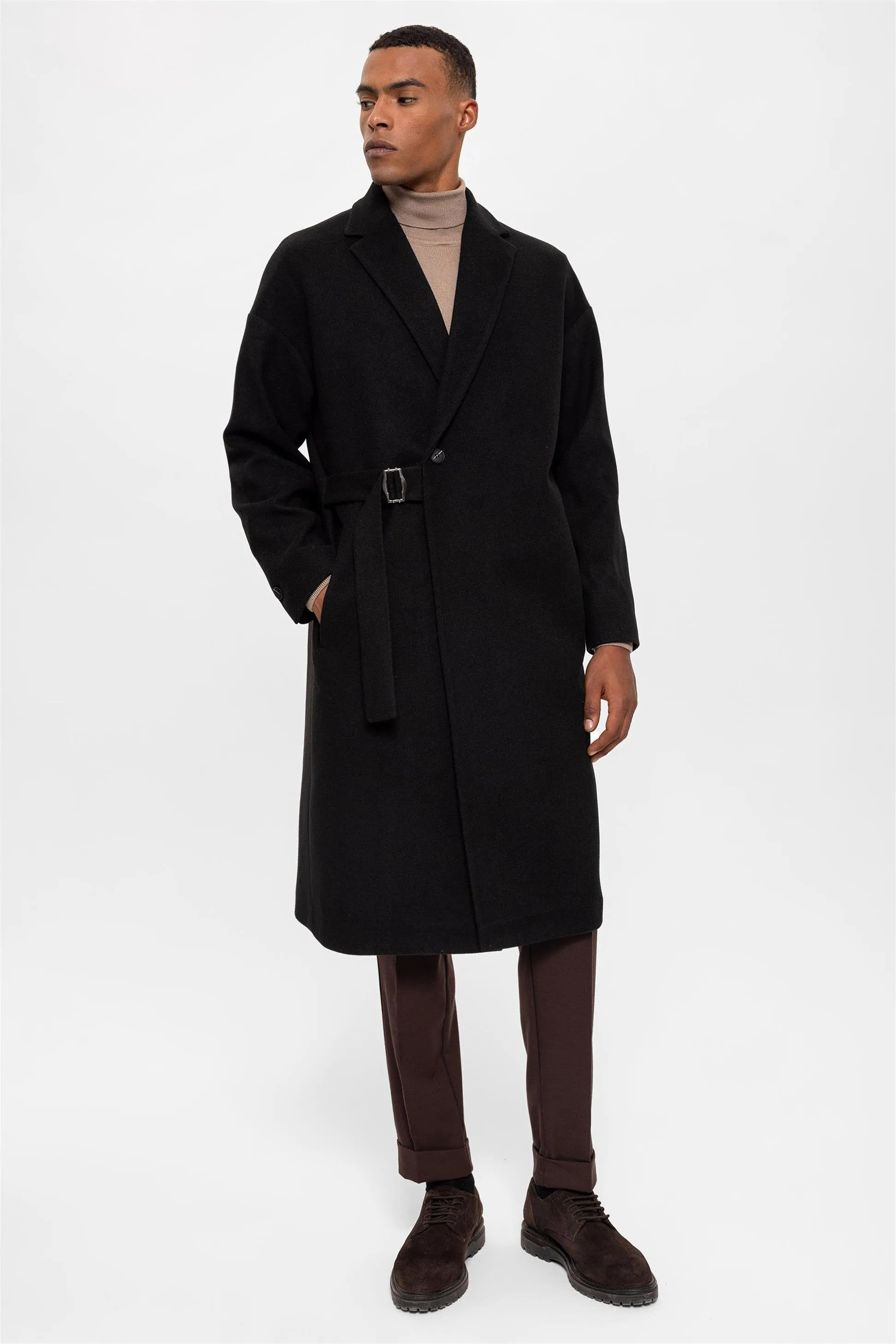 Belted Oversize Men's Coat - Wessi sold by Wessi product image thumbnail 4