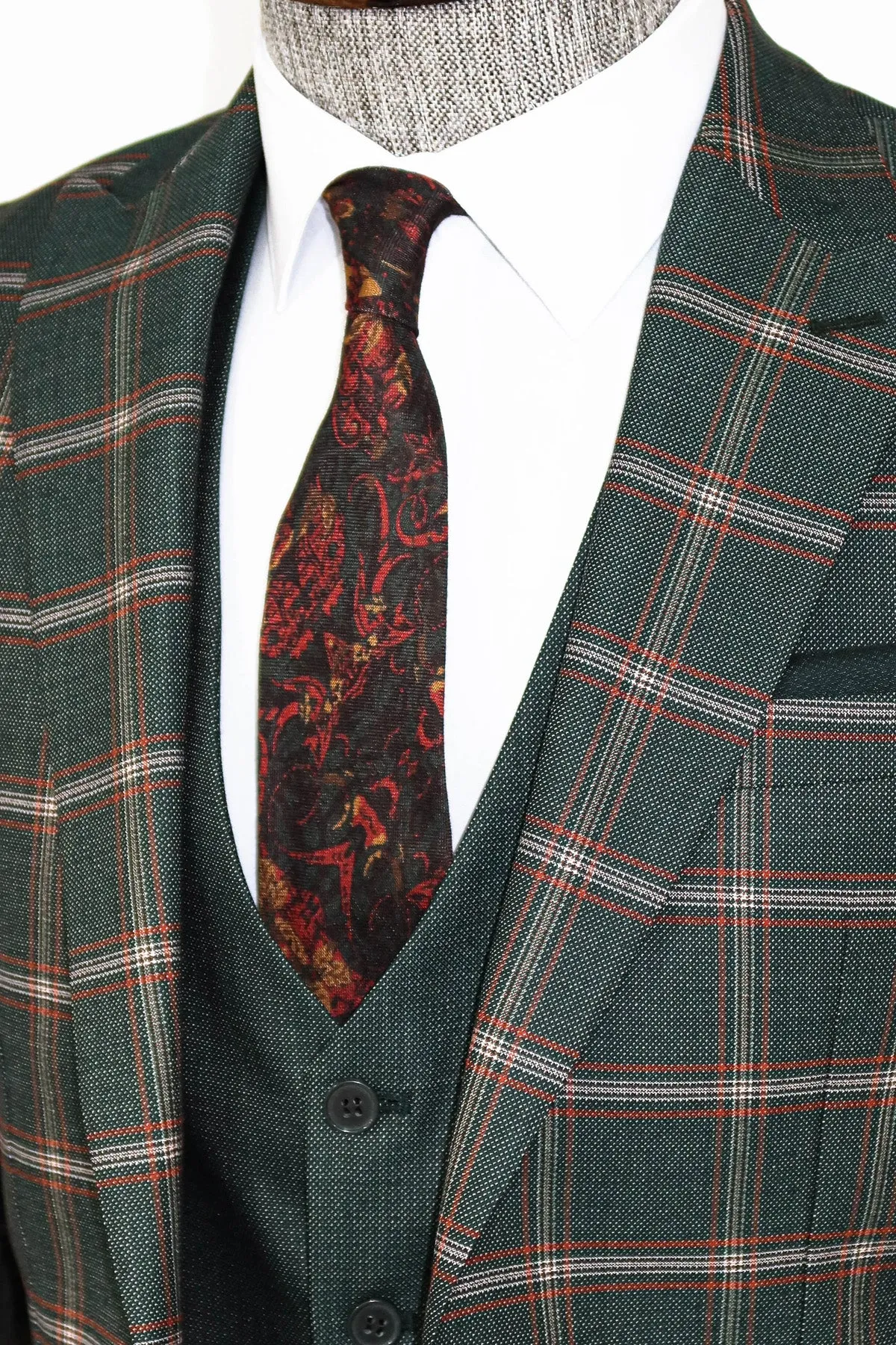 Checked Patterned Green Slim Fit Suit - Wessi sold by Wessi product image thumbnail 5