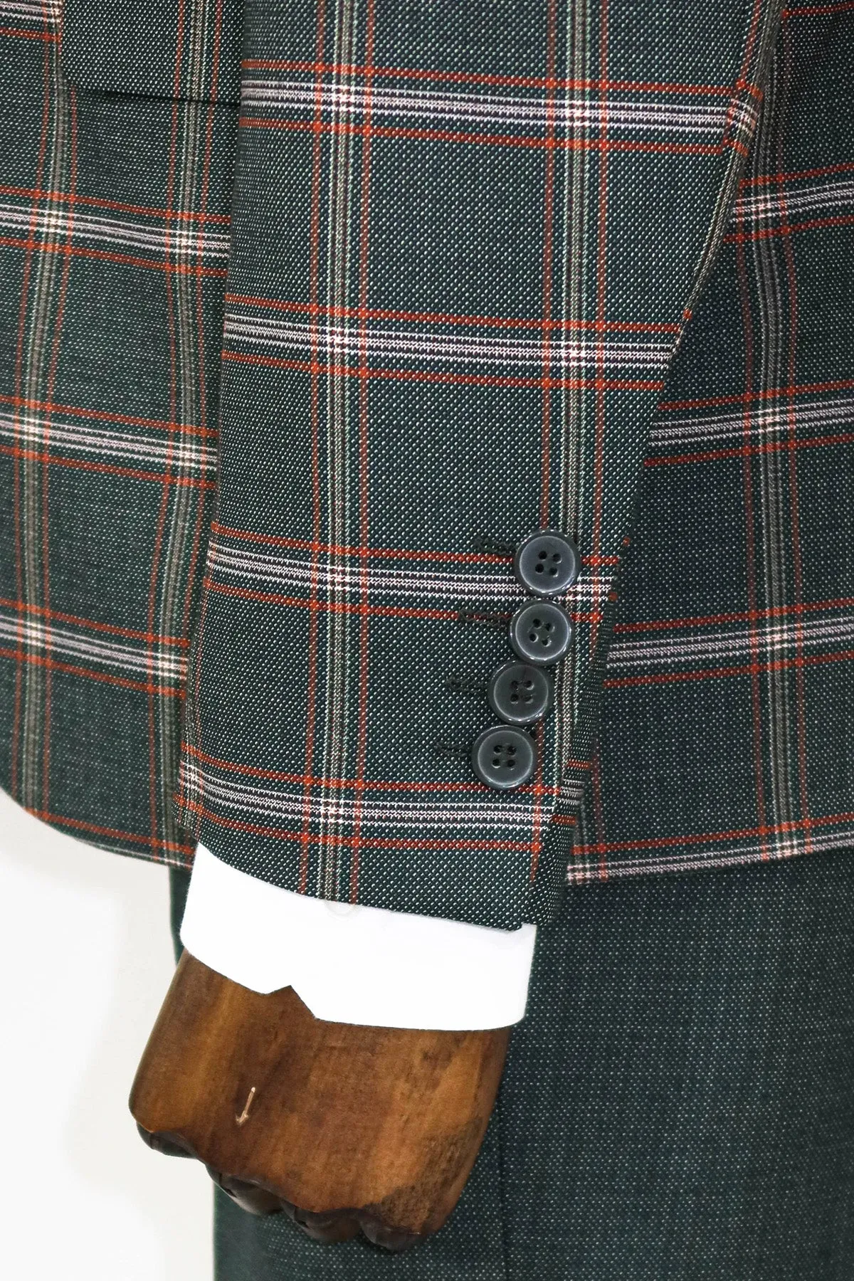 Checked Patterned Green Slim Fit Suit - Wessi sold by Wessi product image thumbnail 3