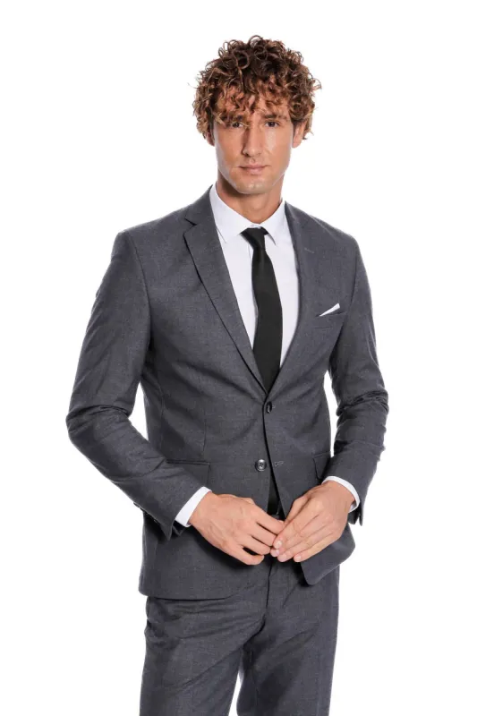 2 Buttons 2 Piece Grey Men Suit - Wessi sold by Wessi