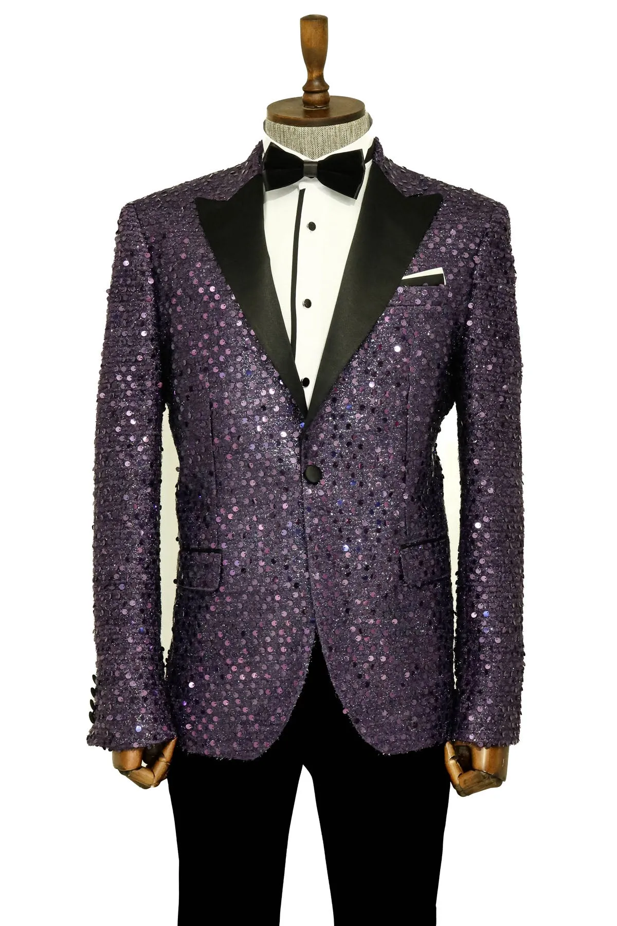 Glitter Pattern Purple Men Prom Blazer - Wessi sold by Wessi