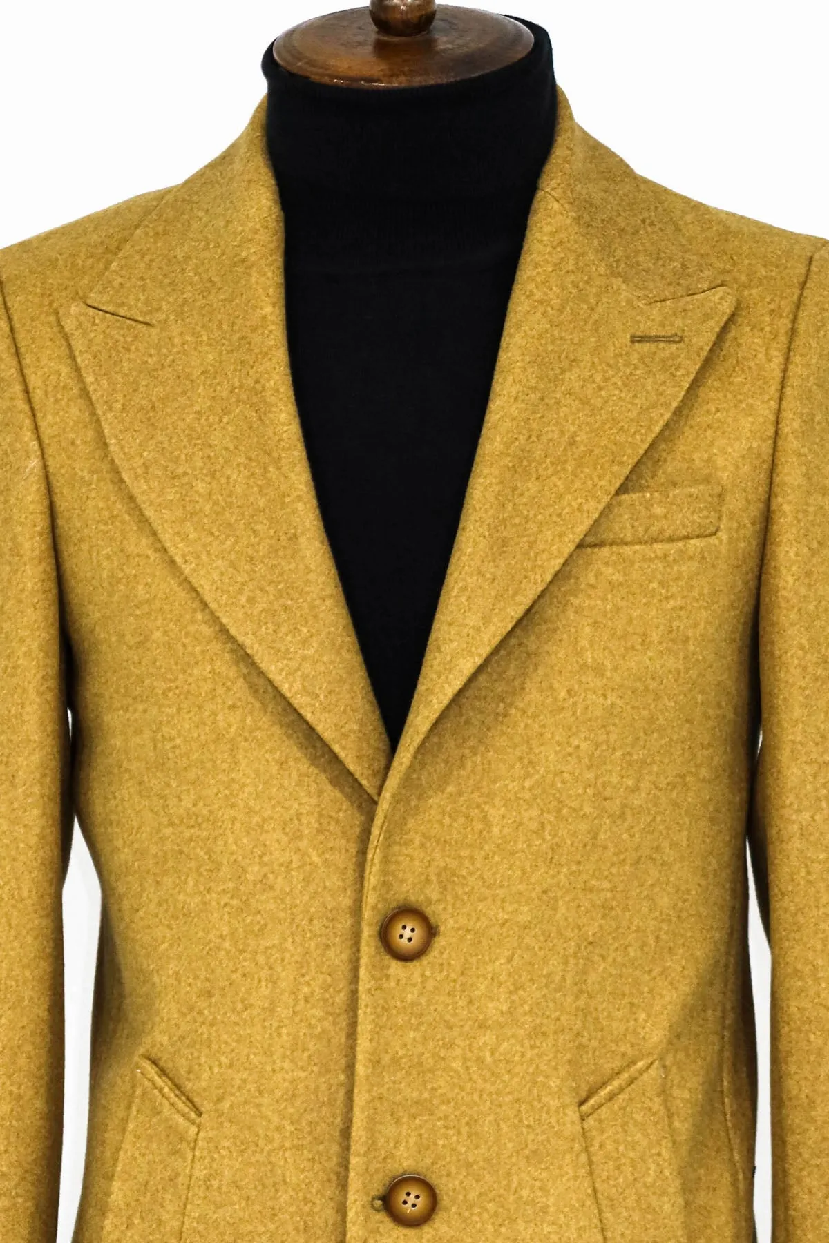 Wide Lapel Wool Mustard Men Coat - Wessi sold by Wessi product image thumbnail 2