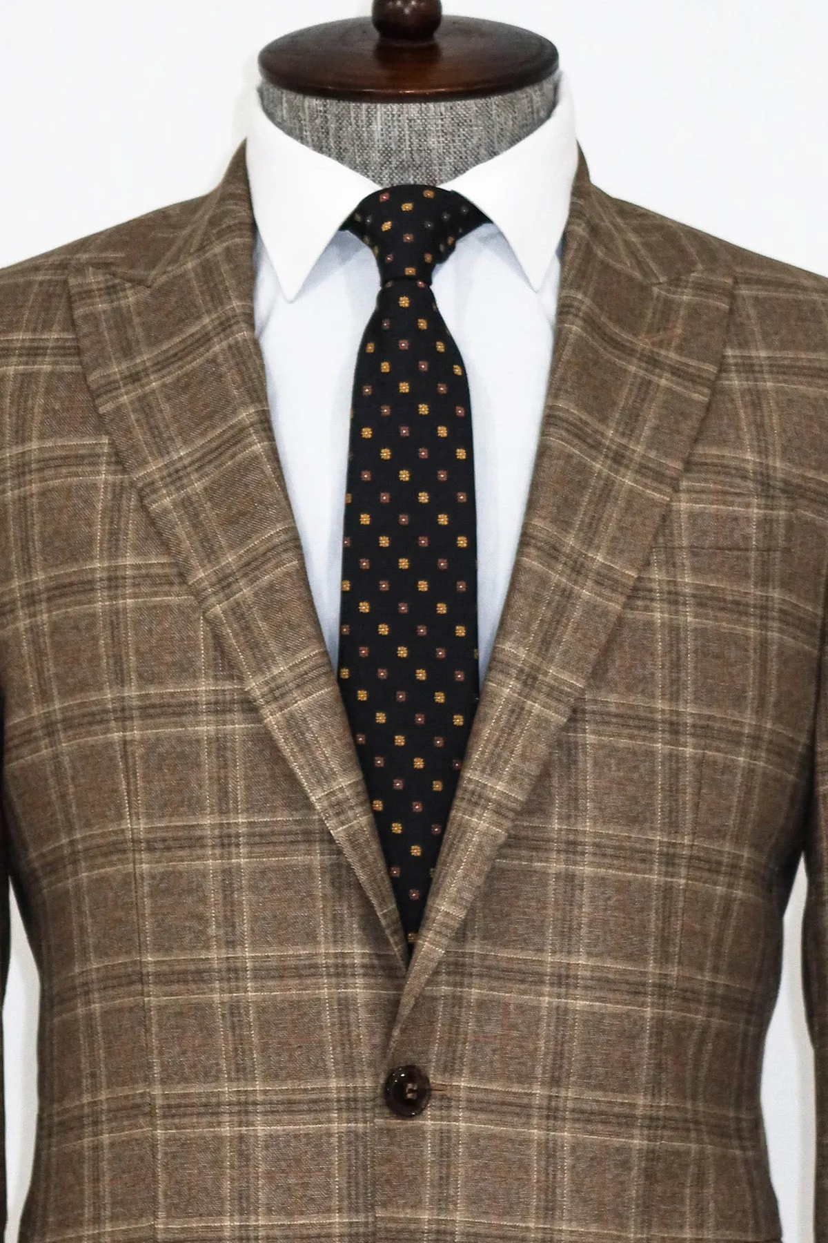 Slim Fit Peak Lapel Checked Grey Men Blazer - Wessi sold by Wessi product image thumbnail 2