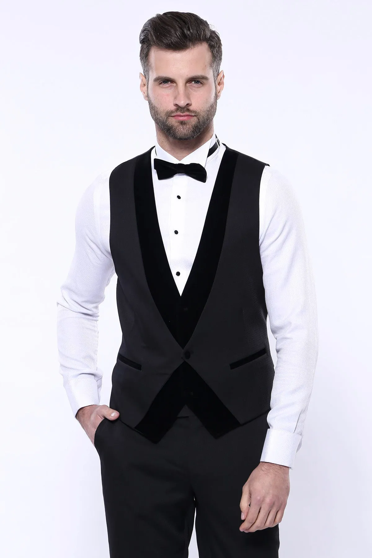 Velvet Collar Patterned Black Tuxedo | Wessi sold by Wessi product image thumbnail 5