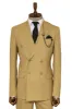 Wide Peak Collar Slim Fit Cream Men Double-Breasted Suit - Wessi sold by Wessi
