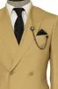 Wide Peak Collar Slim Fit Cream Men Double-Breasted Suit - Wessi sold by Wessi