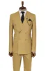 Wide Peak Collar Slim Fit Cream Men Double-Breasted Suit - Wessi sold by Wessi