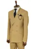 Wide Peak Collar Slim Fit Cream Men Double-Breasted Suit - Wessi sold by Wessi