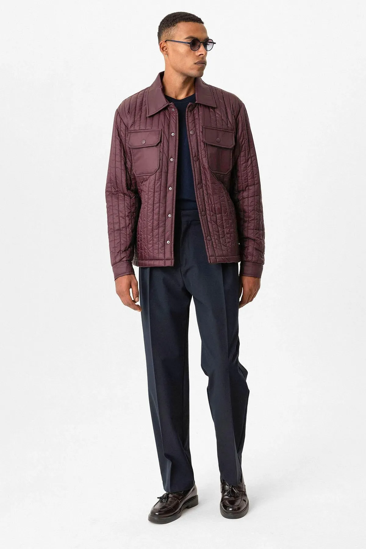 Burgundy Lightweight Quilted Men's Jacket - Wessi sold by Wessi product image thumbnail 3