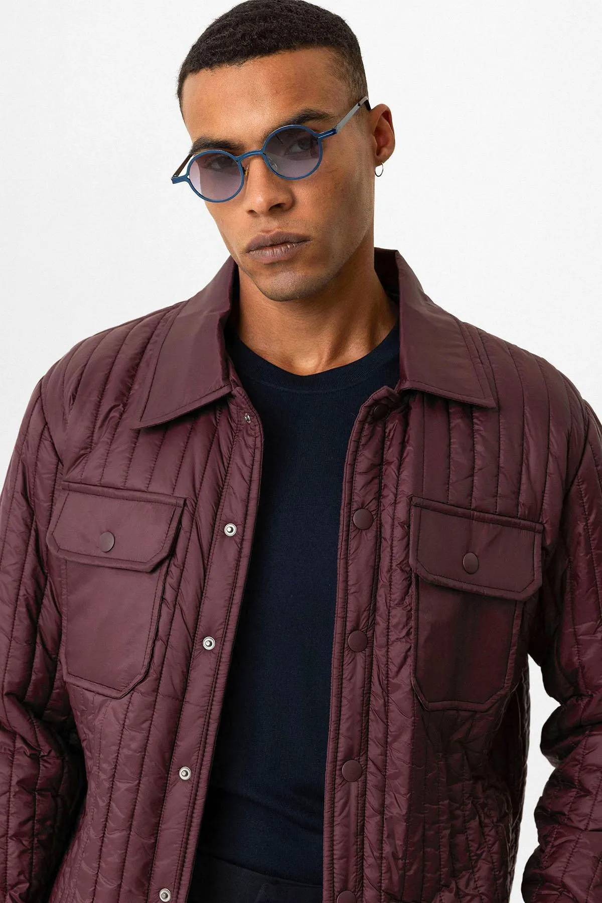 Burgundy Lightweight Quilted Men's Jacket - Wessi sold by Wessi product image thumbnail 4