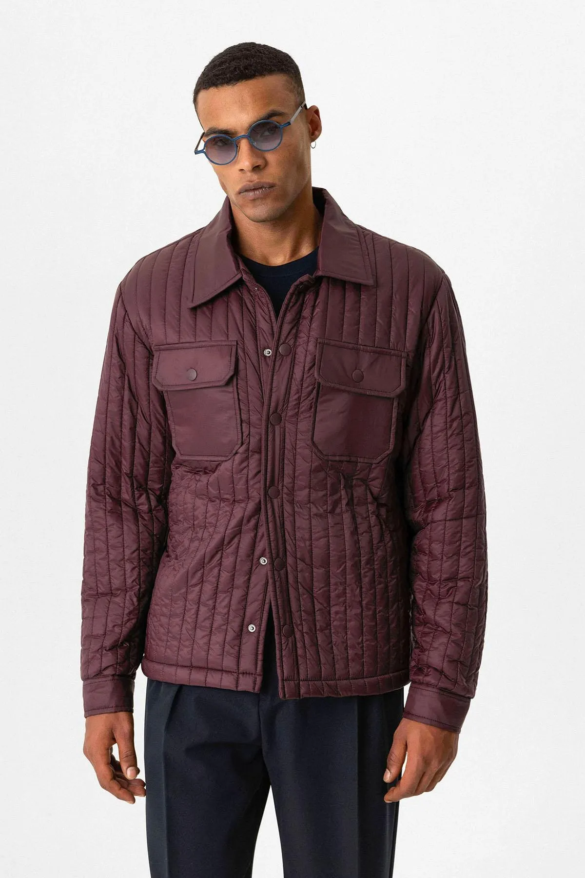 Burgundy Lightweight Quilted Men's Jacket - Wessi sold by Wessi