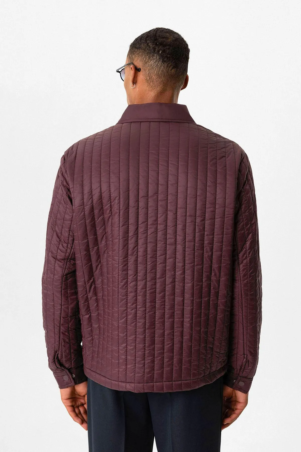 Burgundy Lightweight Quilted Men's Jacket - Wessi sold by Wessi product image thumbnail 5