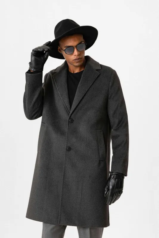 Anthracite Textured Men's Coat - Wessi sold by Wessi