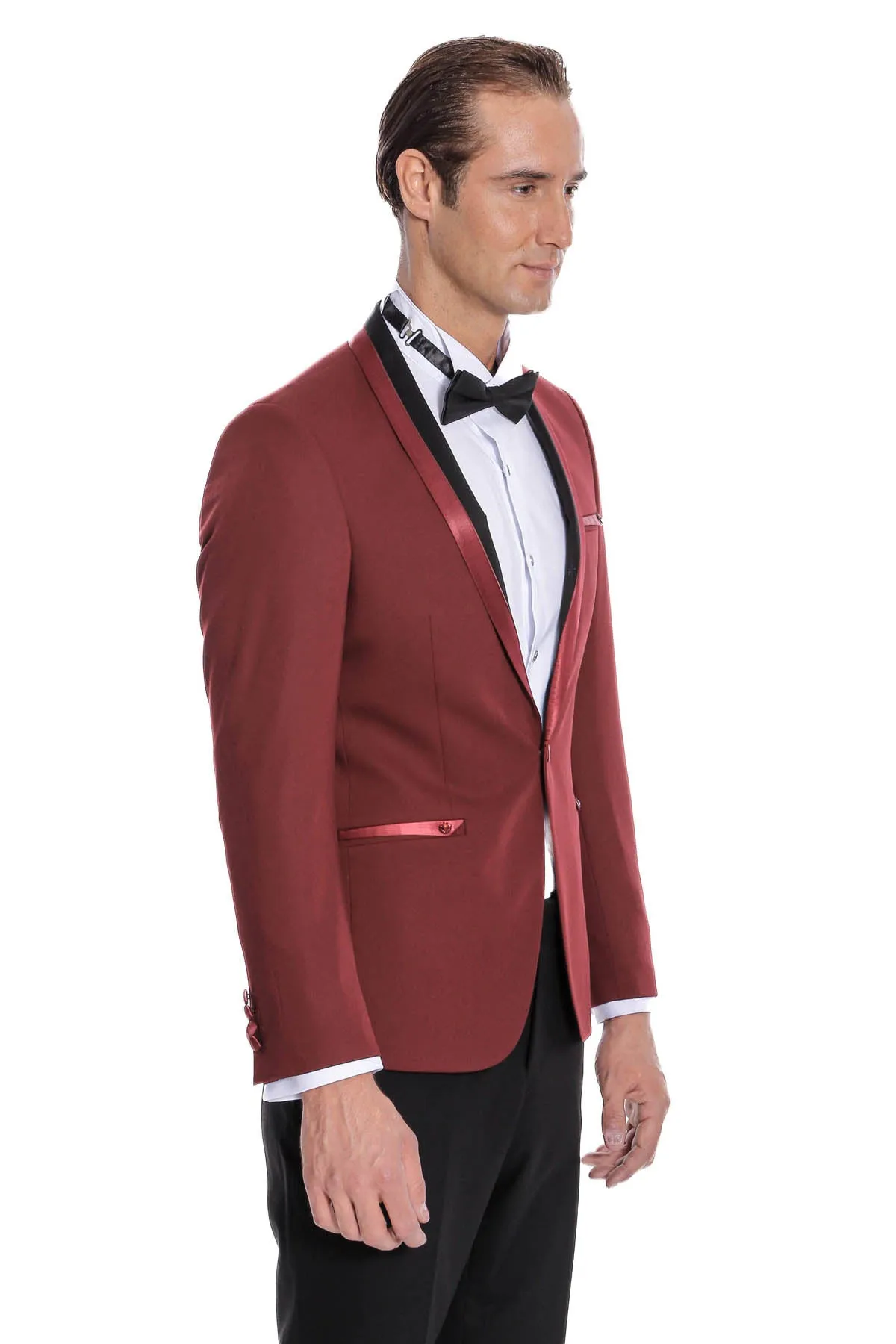 Shawl Lapel Burgundy Tuxedo Suit | Wessi sold by Wessi product image thumbnail 4