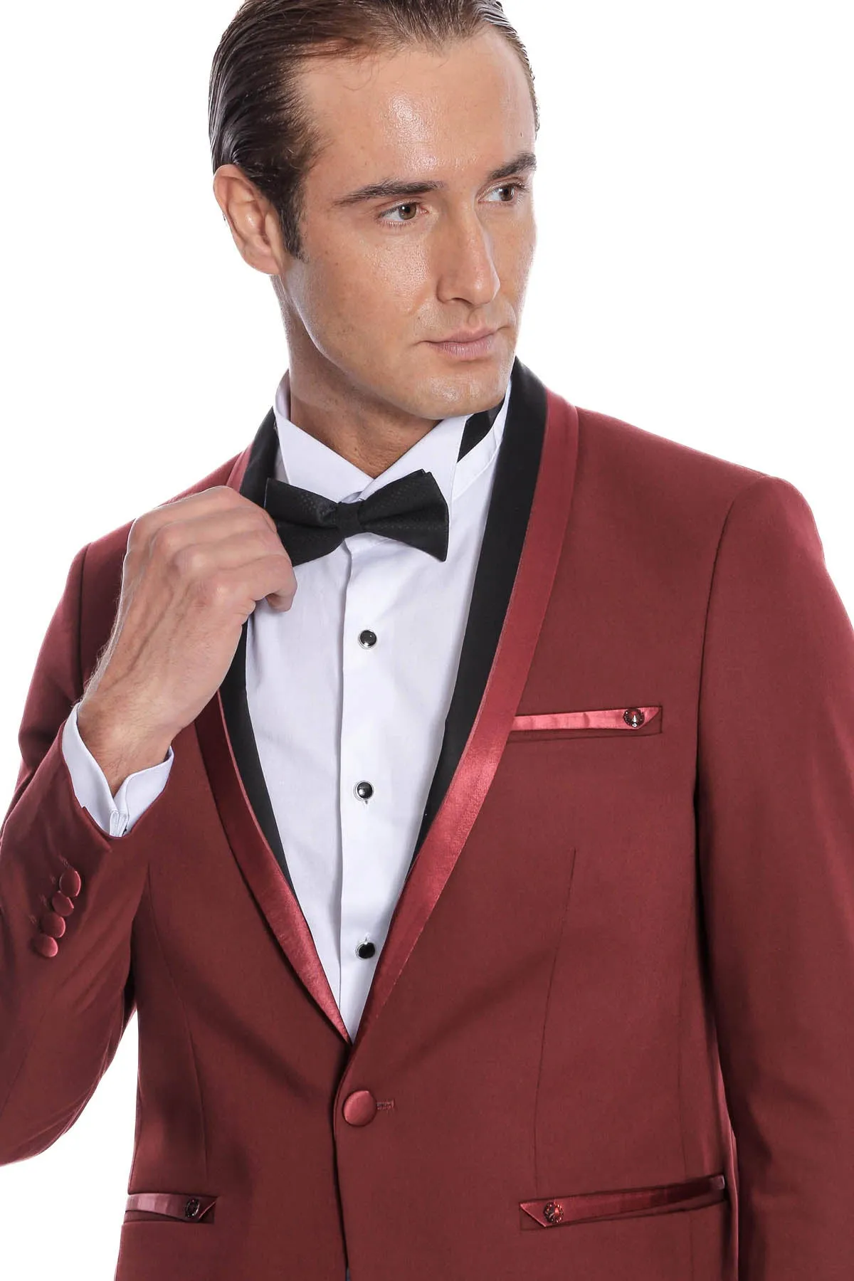 Shawl Lapel Burgundy Tuxedo Suit | Wessi sold by Wessi product image thumbnail 2