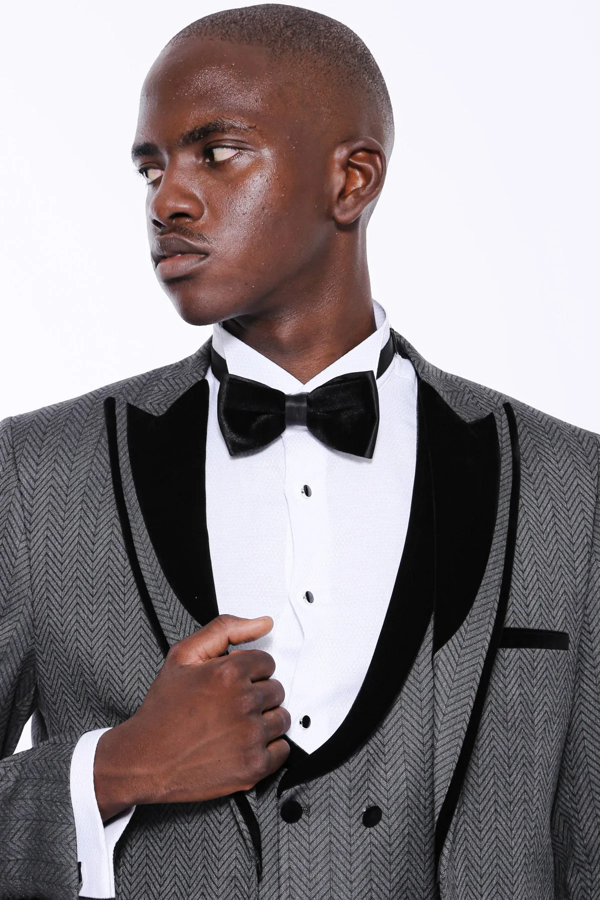 Patterned Velvet Lapel Smoked Men Tuxedo - Wessi sold by Wessi product image thumbnail 5