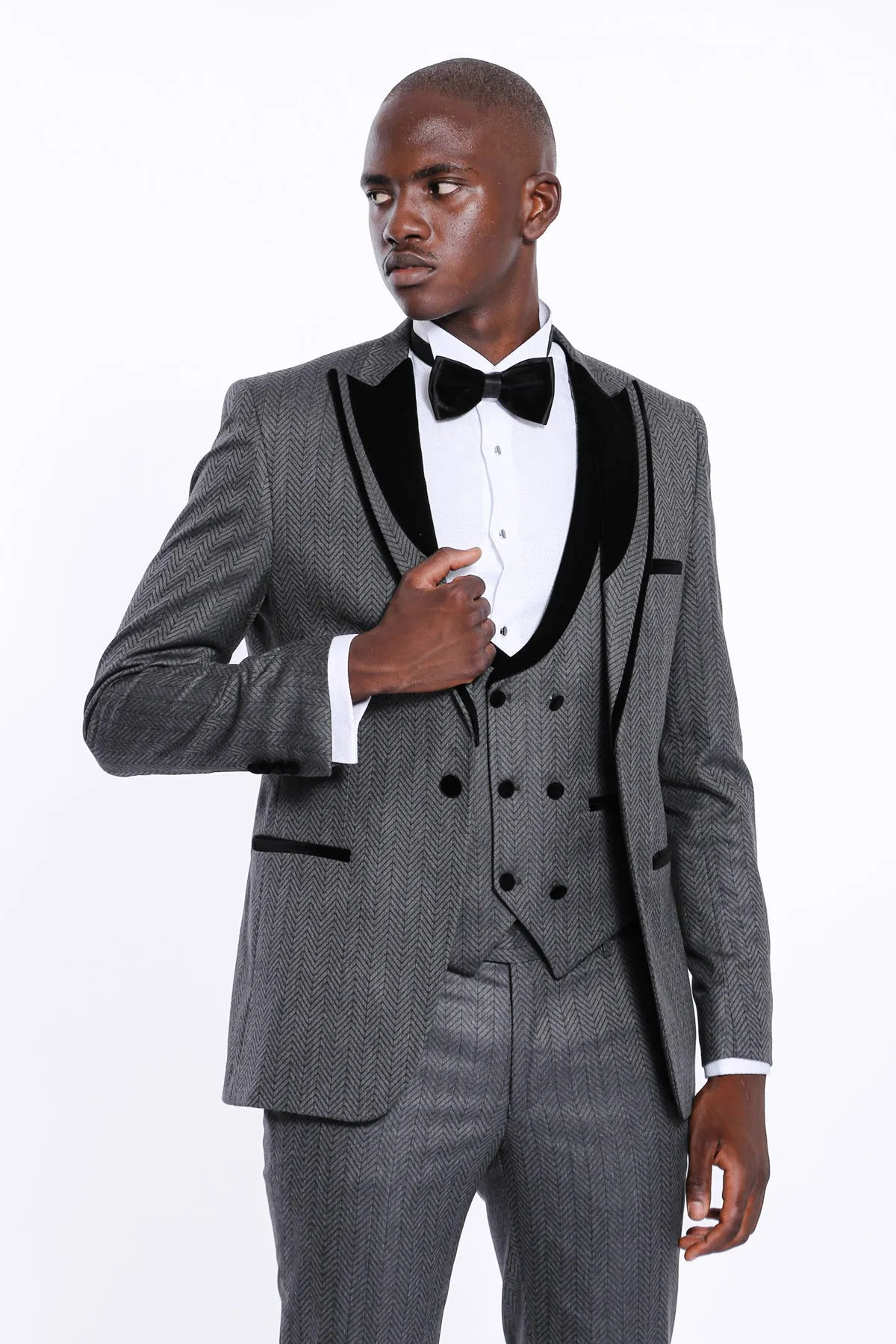 Patterned Velvet Lapel Smoked Men Tuxedo - Wessi sold by Wessi product image thumbnail 3