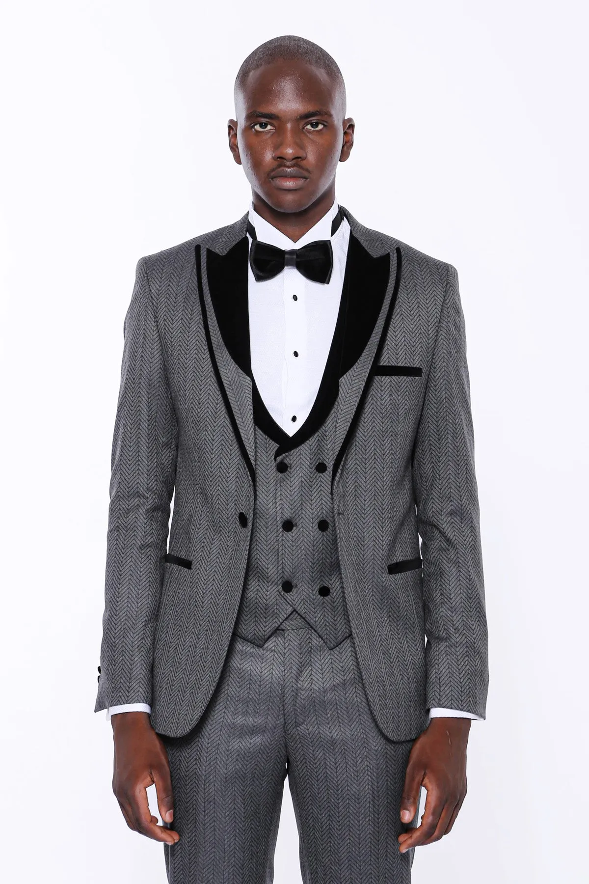 Patterned Velvet Lapel Smoked Men Tuxedo - Wessi sold by Wessi product image thumbnail 4