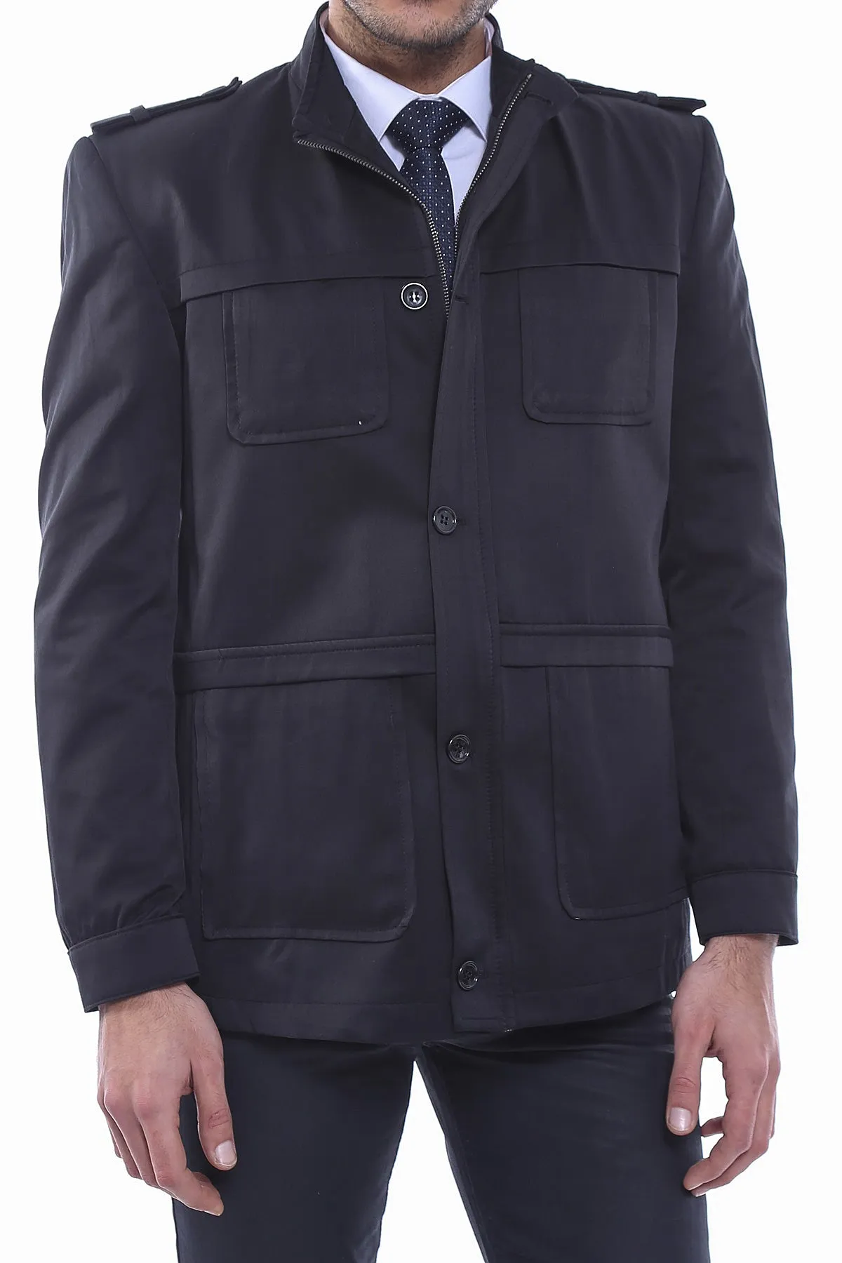 Plain Black Men Short Coat - Wessi sold by Wessi product image thumbnail 3