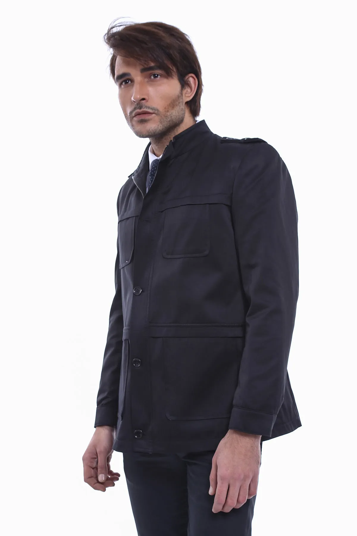 Plain Black Men Short Coat - Wessi sold by Wessi