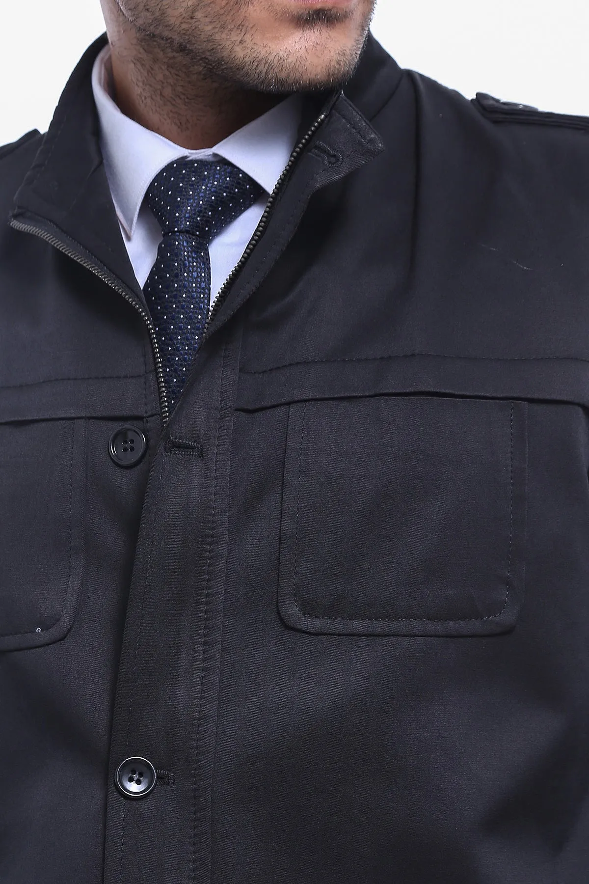 Plain Black Men Short Coat - Wessi sold by Wessi product image thumbnail 2