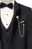 Patterned Velvet Lapel Navy Blue Men Tuxedo - Wessi sold by Wessi