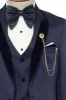 Patterned Velvet Lapel Navy Men Tuxedo - Wessi sold by Wessi