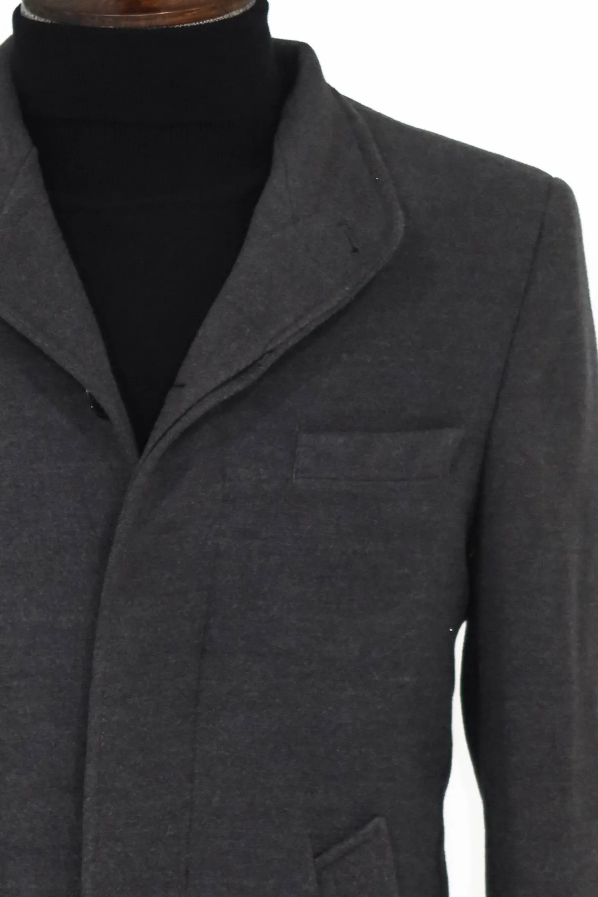 Mandarin Collar Grey Men's Long Men's Coat | Wessi sold by Wessi product image thumbnail 2