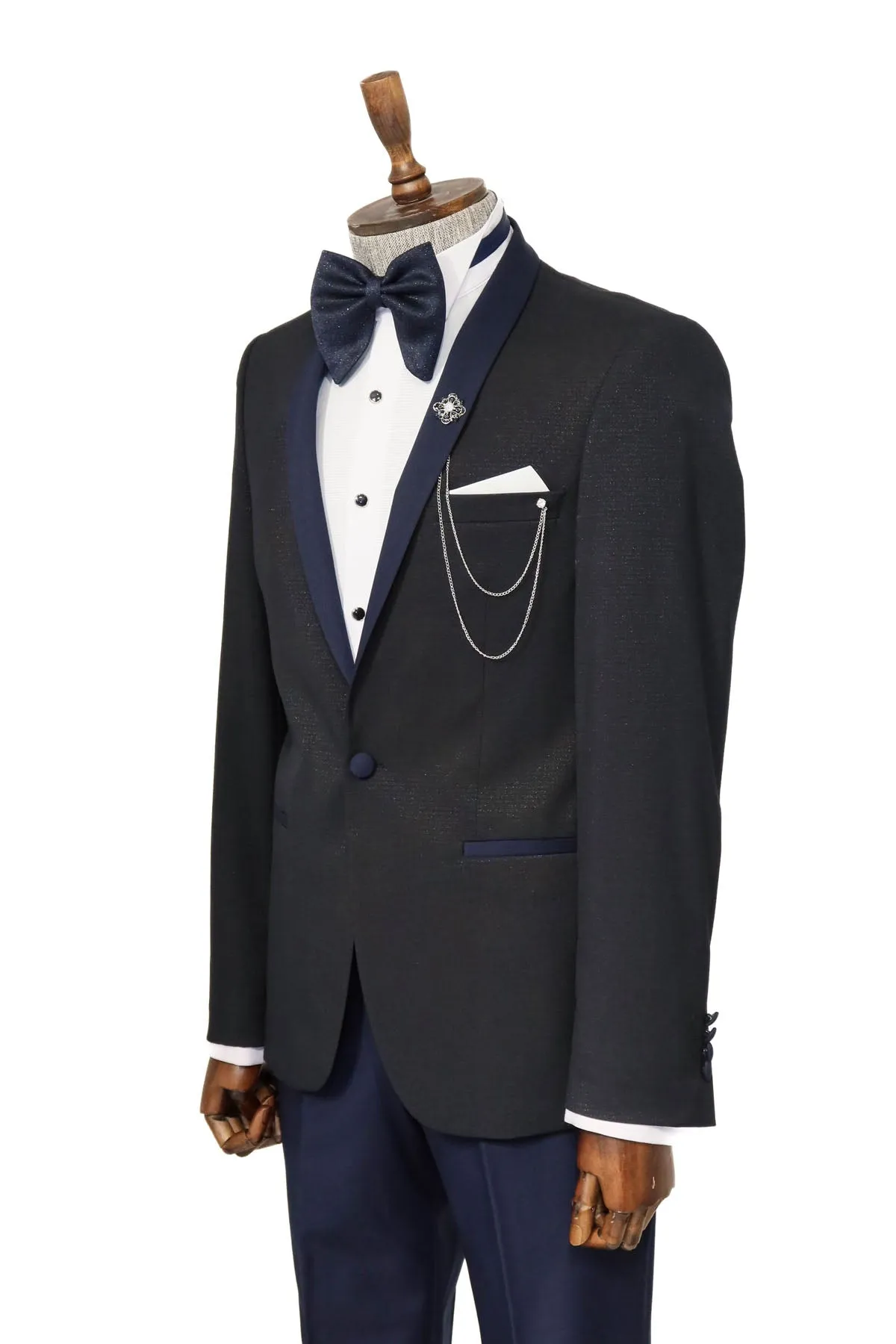 Shawl Lapel Double Breasted Navy Blue Suit | Wessi sold by Wessi product image thumbnail 3
