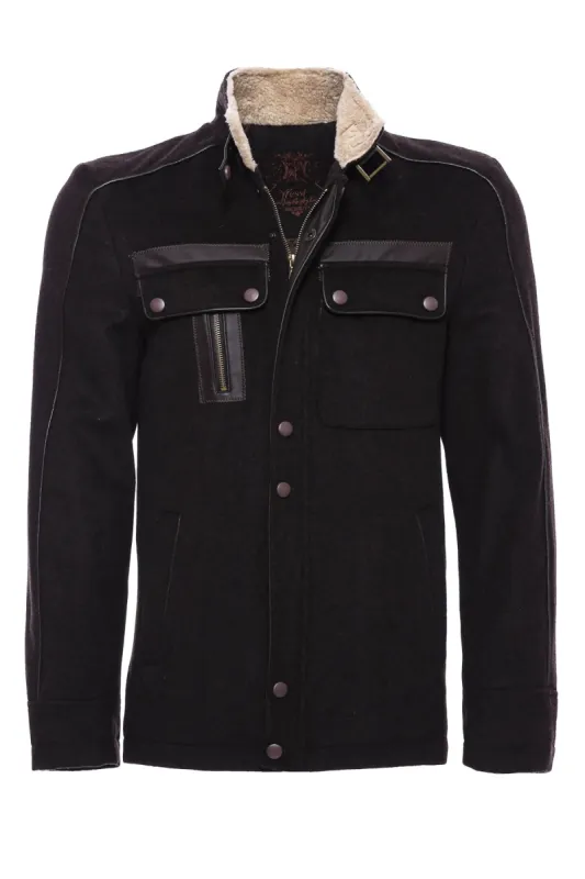 Fur Collar 4 Pockets Brown Men Coat - Wessi sold by Wessi