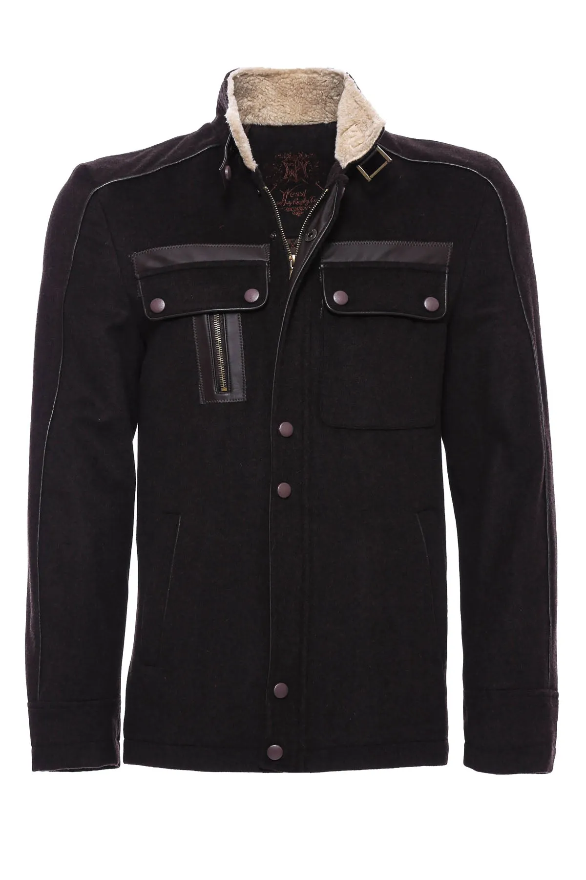 Fur Collar 4 Pockets Brown Men Coat - Wessi sold by Wessi