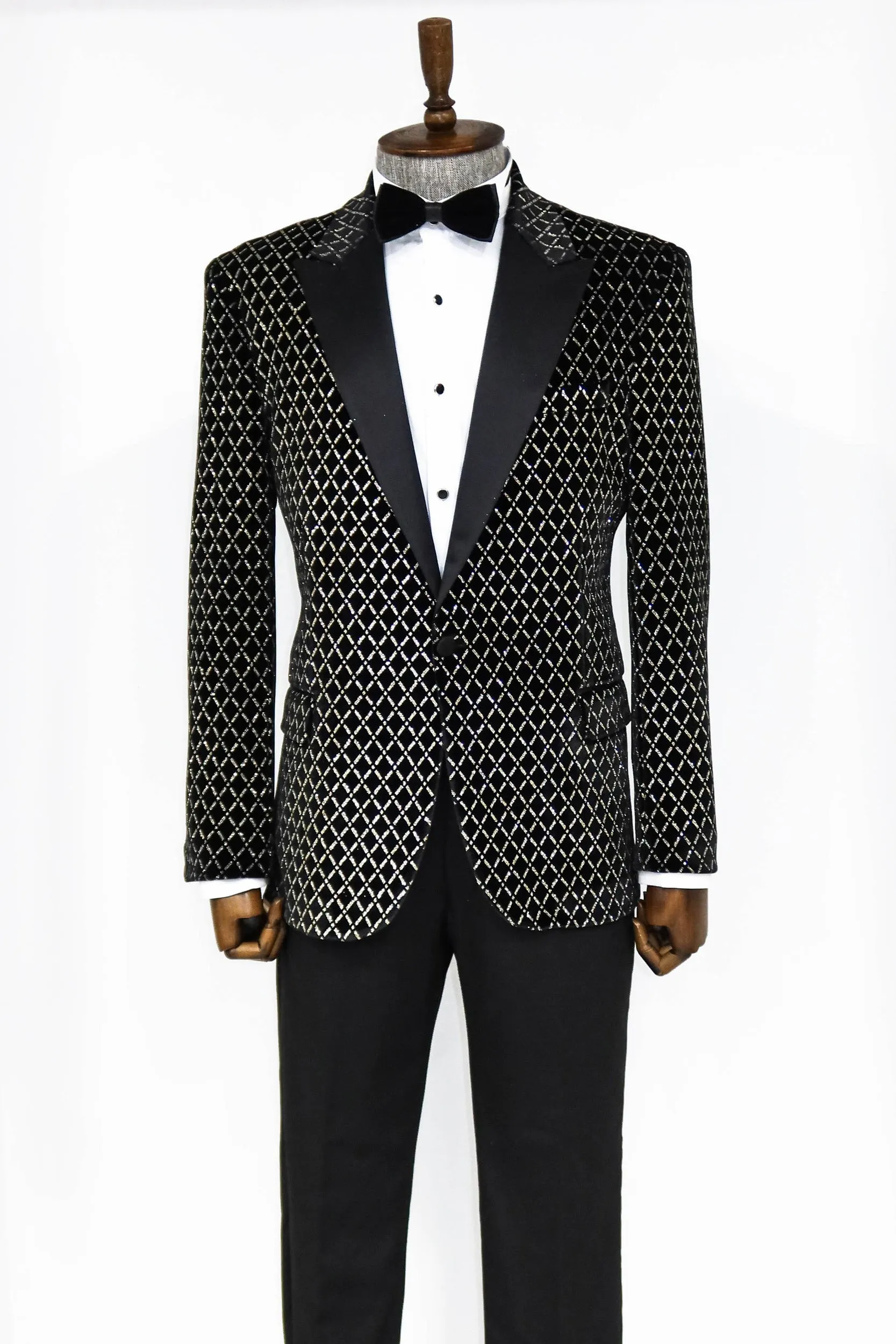 Black Patterned Over Black Men Prom Blazer - Wessi sold by Wessi