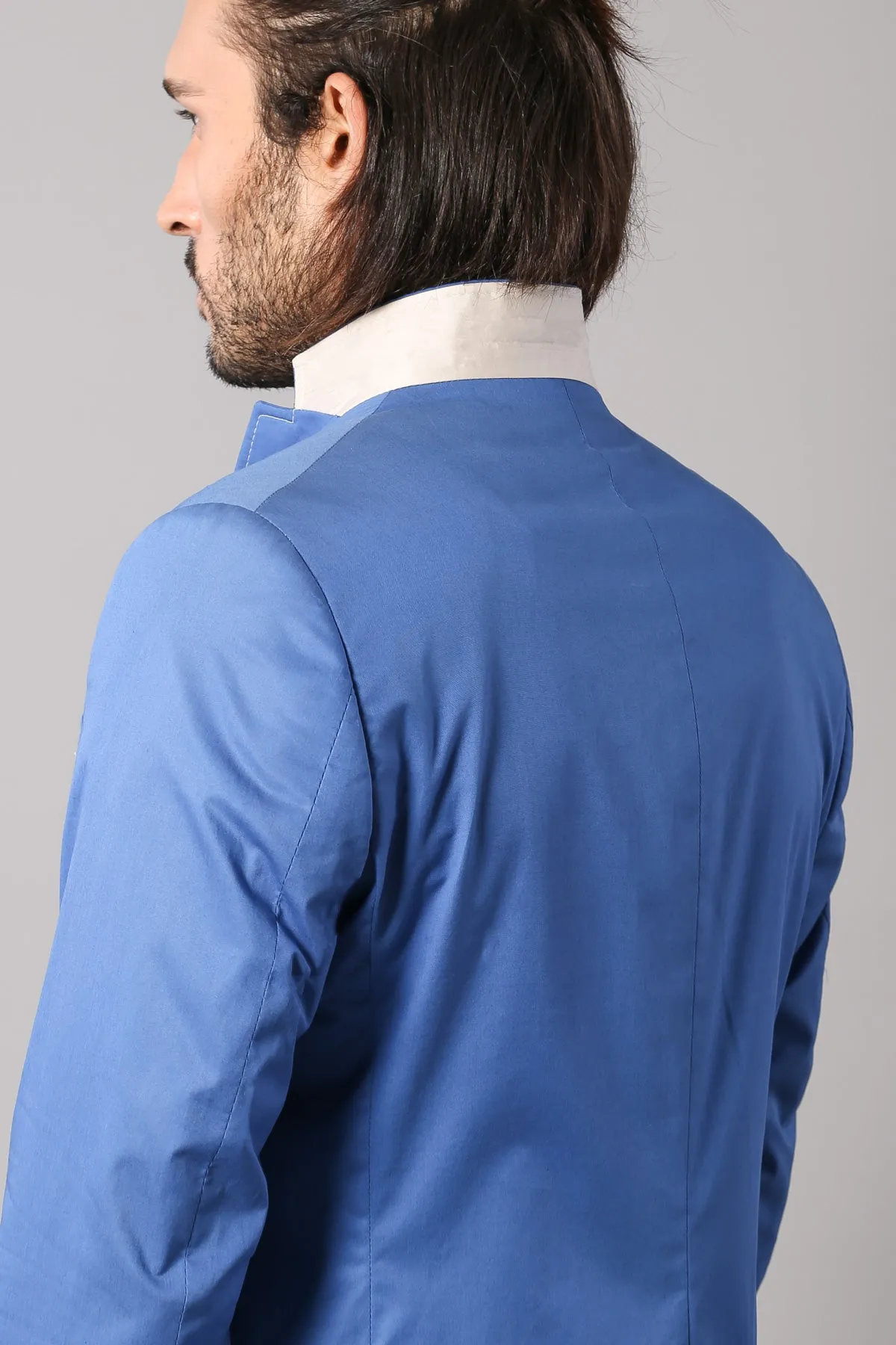 Double Buttons Mono Lapel Bag Pocket Light Blue Jacket-Wessi sold by Wessi product image thumbnail 4