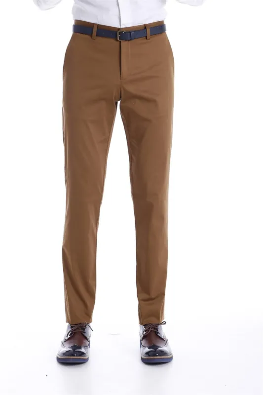 Slim Fit Plain Tan Pants-Wessi sold by Wessi