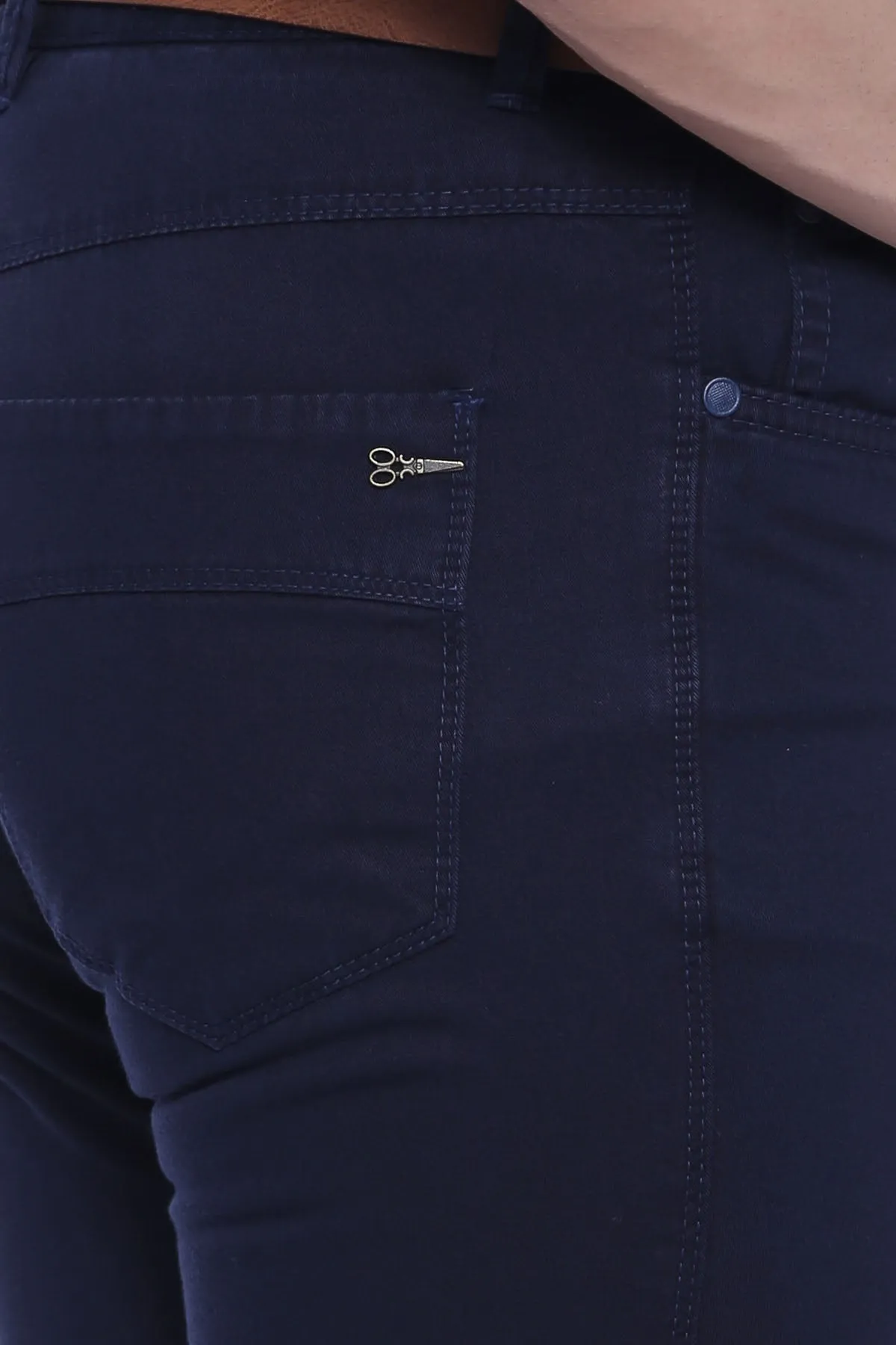 Slim Fit Plain 5 Pockets Navy Blue Men Pants - Wessi sold by Wessi product image thumbnail 2