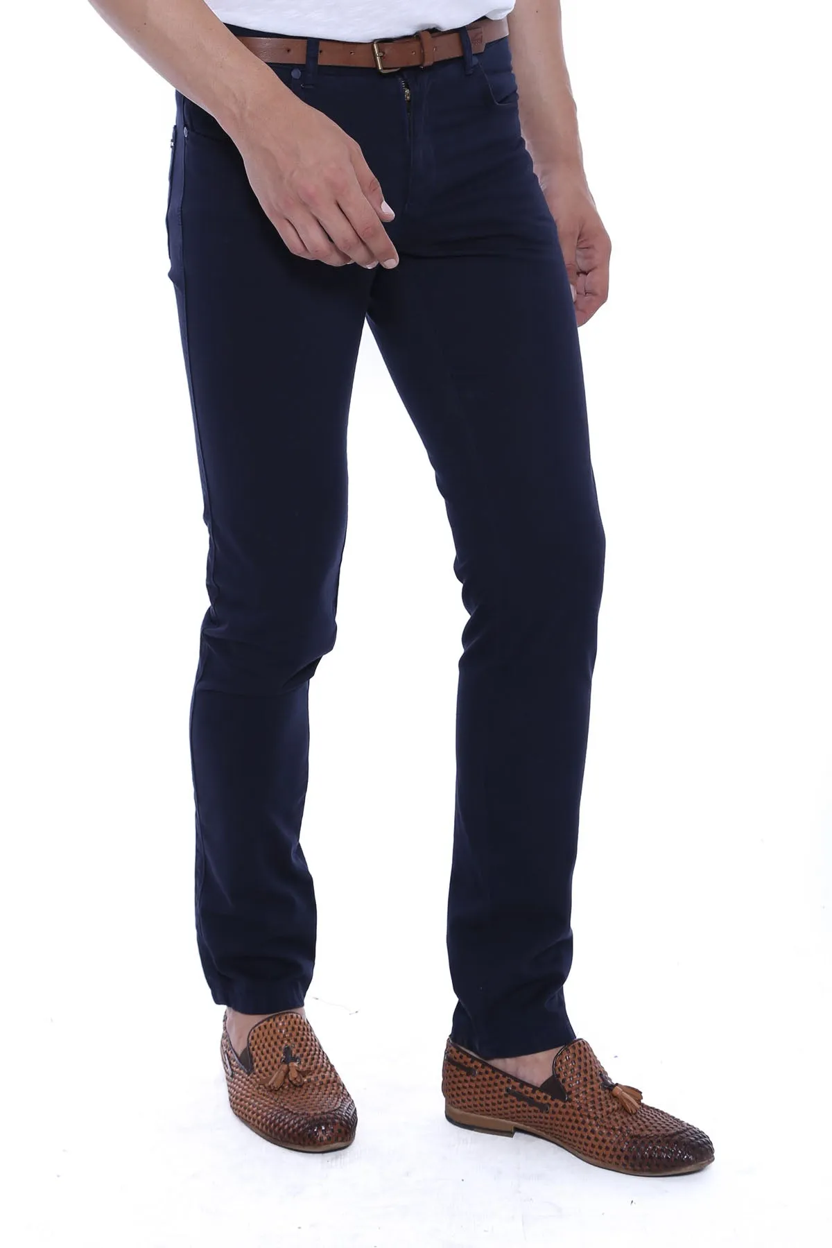 Slim Fit Plain 5 Pockets Navy Blue Men Pants - Wessi sold by Wessi product image thumbnail 3