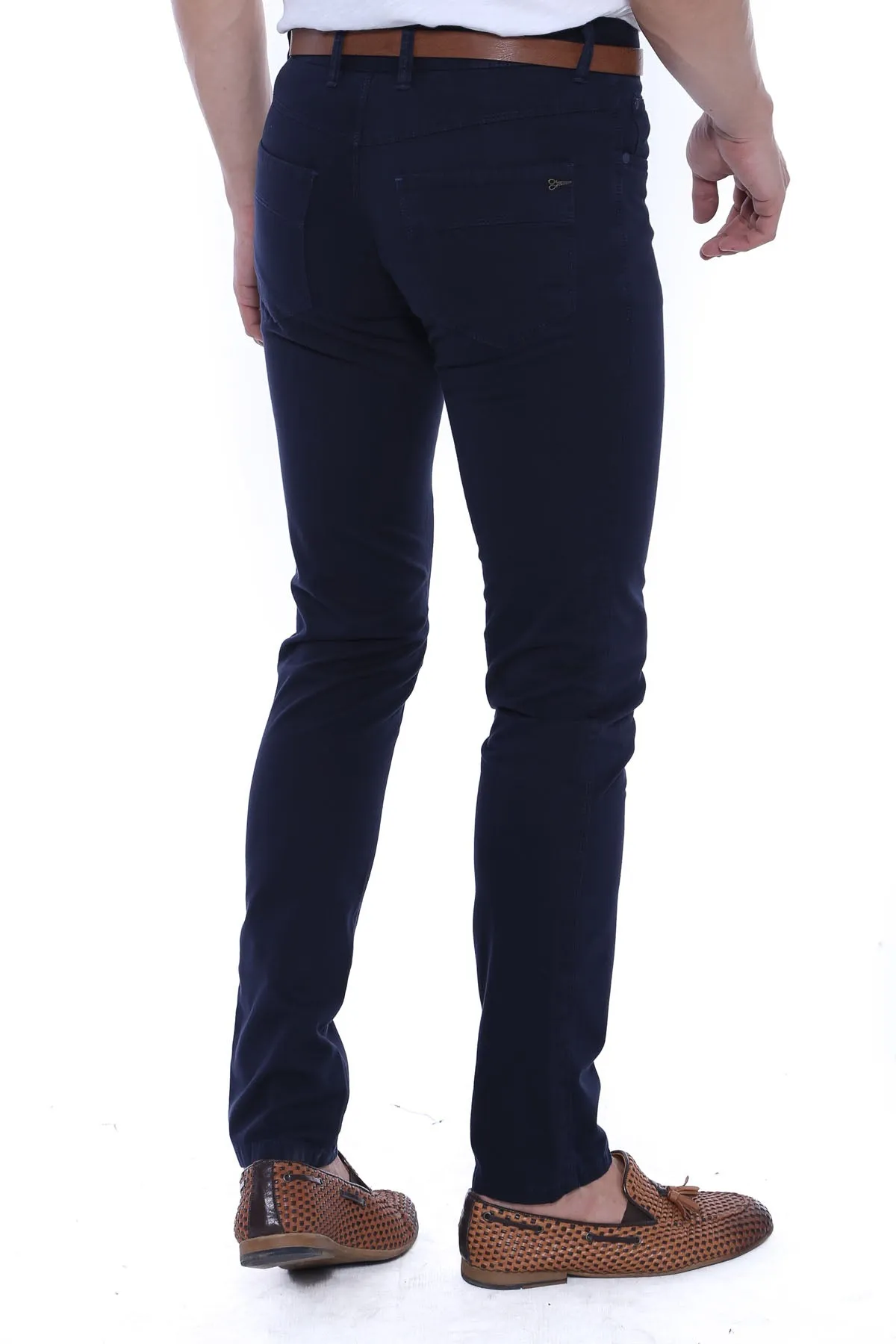 Slim Fit Plain 5 Pockets Navy Blue Men Pants - Wessi sold by Wessi product image thumbnail 4